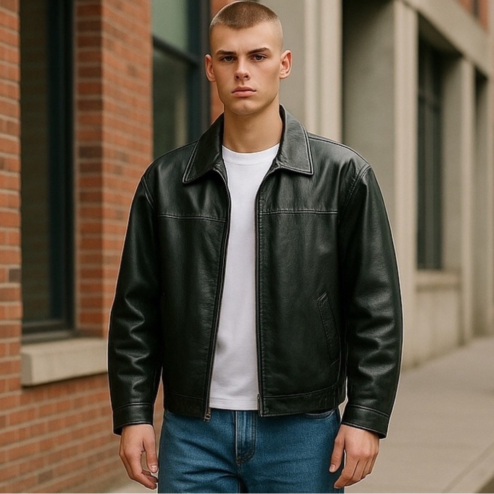 Boston Harbour Mens Jacket Outdoor Wear Black Leather Large